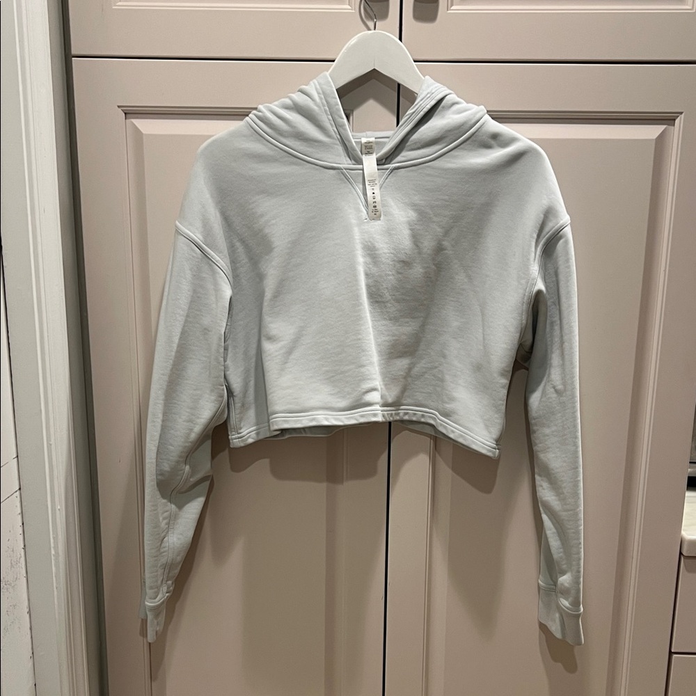 Lululemon Cropped Pale Blue Hoodie - Minimal Pullover sz 12